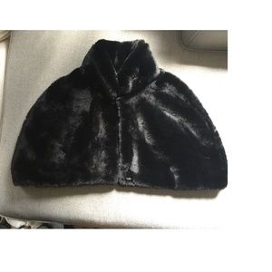 Black Faux Fur Capelet
